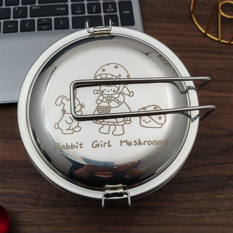 蒸饭盒特厚d304不锈钢圆形学生双层饭缸便当食堂打饭上班族餐盒