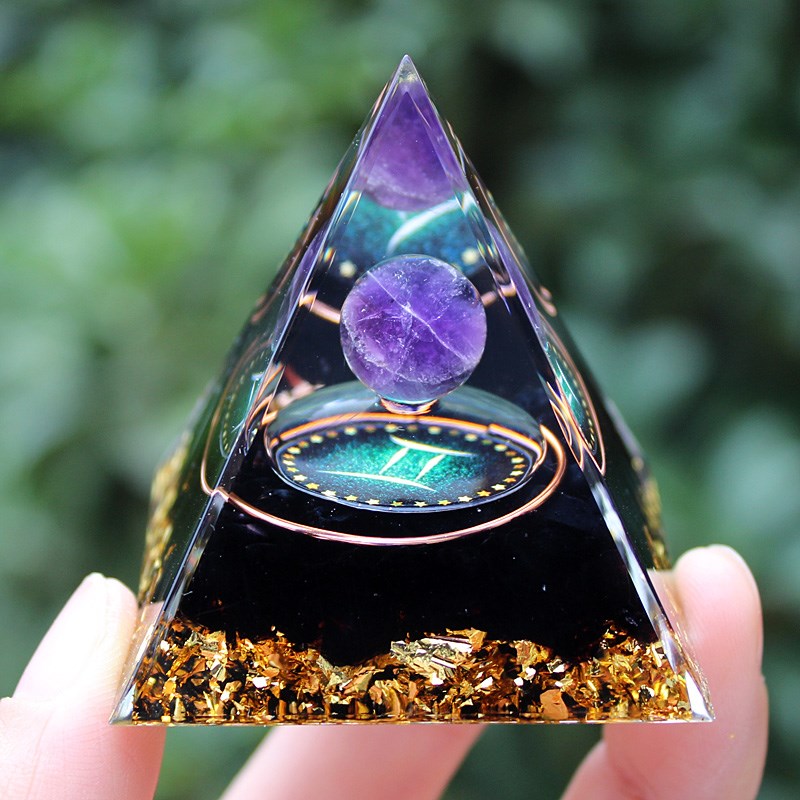 十二星座紫水晶球水晶碎石金字塔树脂手工艺品汽车Y卧室装饰摆件