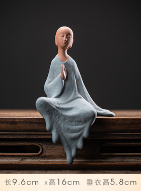 中式禅意紫砂小j和尚摆件家居客厅书房鱼缸创意造景园艺花盆装饰