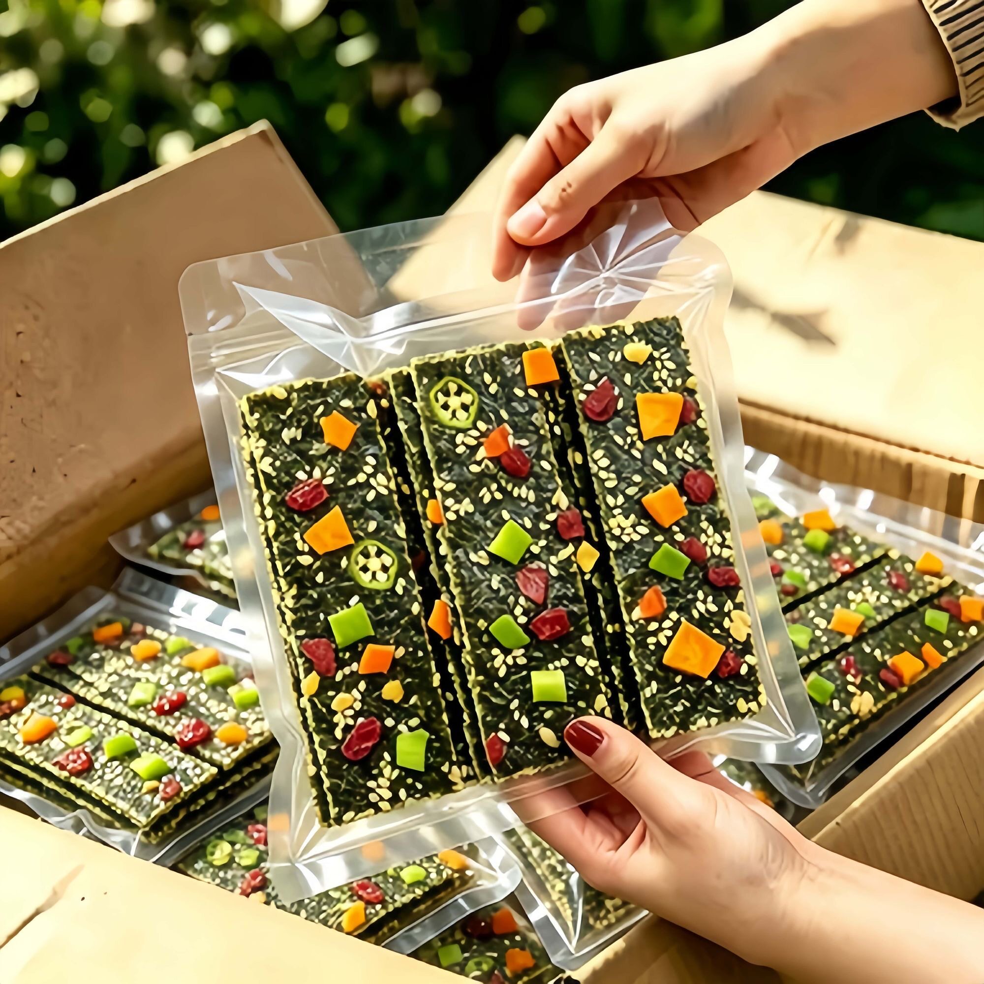 【特价40片】即食果蔬海苔脆夹心海苔片多种果蔬儿童健康零食紫菜