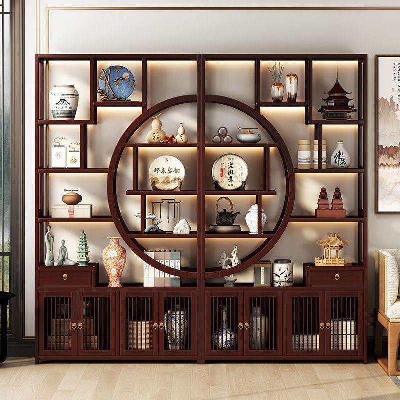 复古客厅博古架新中式置物架茶具展示柜家用摆件陈列架隔断收纳柜,鲜花速递/花卉仿真/绿植园艺,割草机/草坪机,淘宝优惠券,粉丝福利购,淘宝优惠卷