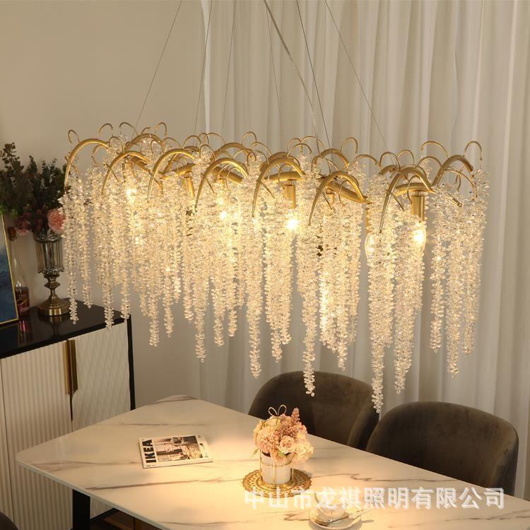 餐厅吊灯法式复古蜡烛长方形餐桌设计感高端饭厅吧台灯树枝灯图片