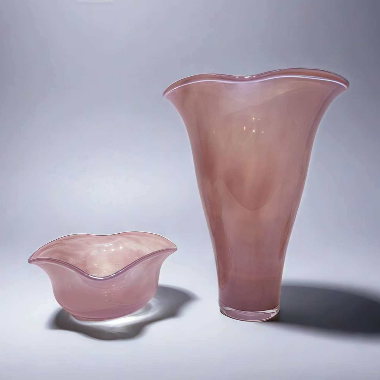 现代琉璃花瓶果盘家居办公室艺术摆件客厅样板间插花茶几装饰