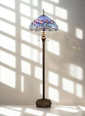 蒂凡尼经典节庆蓝色蜻蜓站立茶几简约酒吧咖啡餐厅卧室别墅落地灯