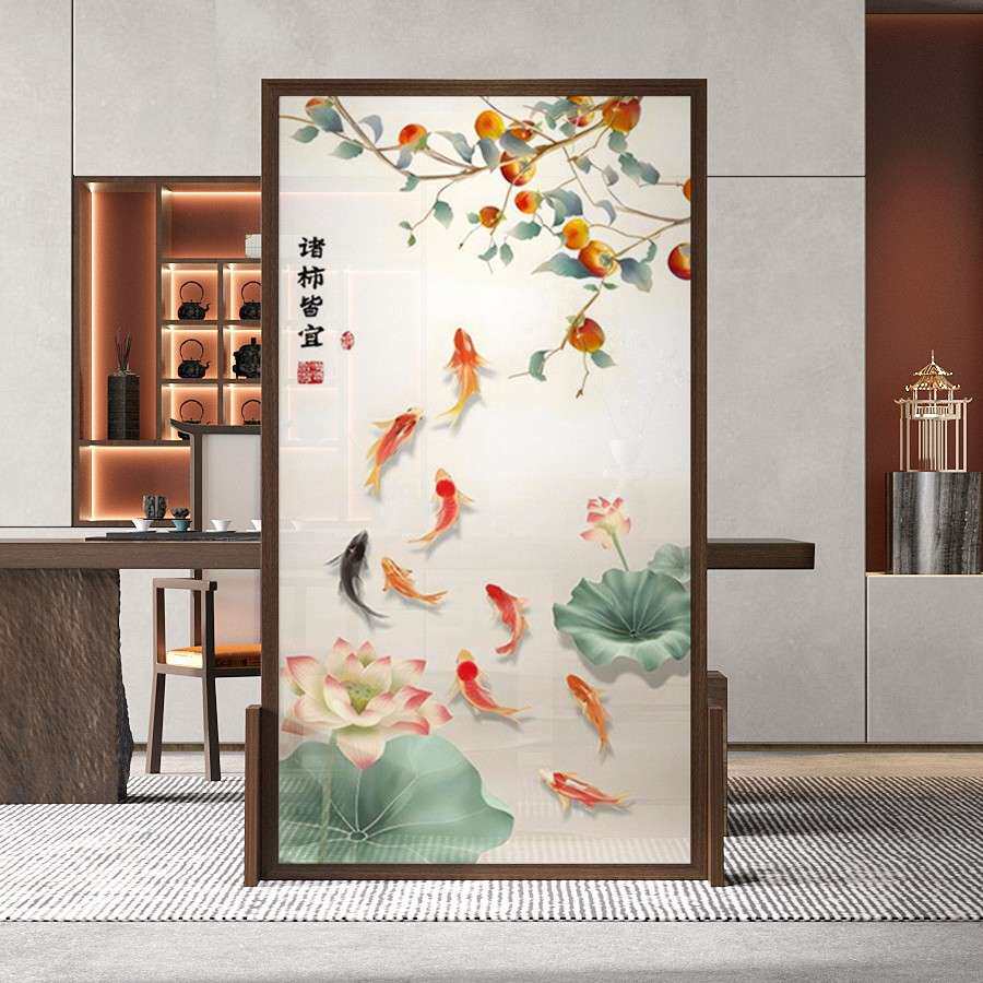 新中式现代屏风隔断客厅玄关入户遮挡装饰移动实木座屏诸事皆宜