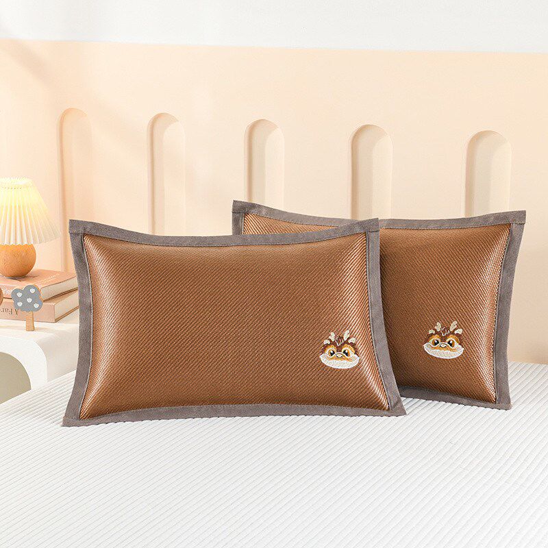 夏季凉枕套学生儿童冰丝藤枕头套宝宝枕芯套成人枕席夏天单人双面
