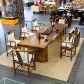 实木茶桌椅组合茶台新中式 大板茶桌原木办公室茶几简约现代泡茶桌