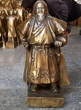 铜 像 铁骄成吉客厅摆件居家木站思天一汗铜像纯铜真代