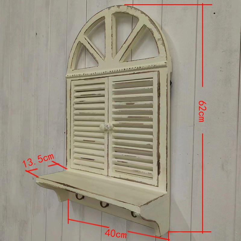 法式复古做旧木艺假窗框壁饰圆弧E窗户客厅餐厅花园庭院民宿壁挂