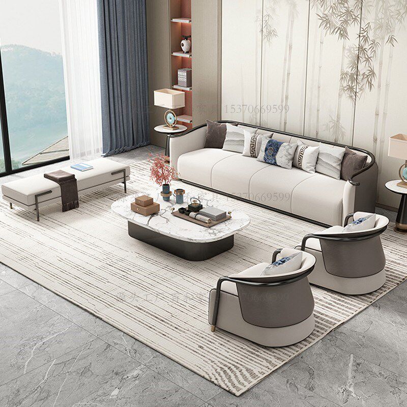 新中式实木沙f发2024新款酒店售楼处会所酒店大堂轻奢会客接待组