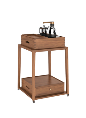 移动茶几新中式泡茶o车黑胡桃木茶台桌花几烧水壶一体组合茶水柜