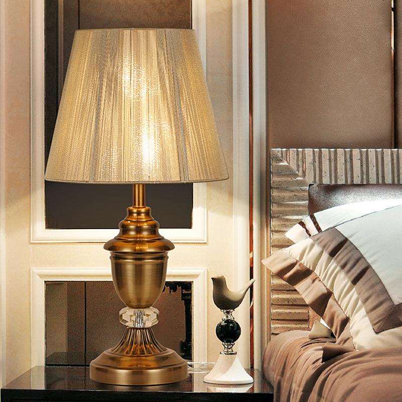 佳音美灯饰 现代简约台灯卧室床头灯 五金水晶客厅台灯落地