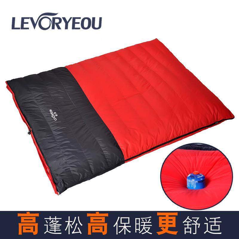 睡袋成人户外双人羽绒加厚冬季大人睡袋鸭绒露营便携式防寒家用批