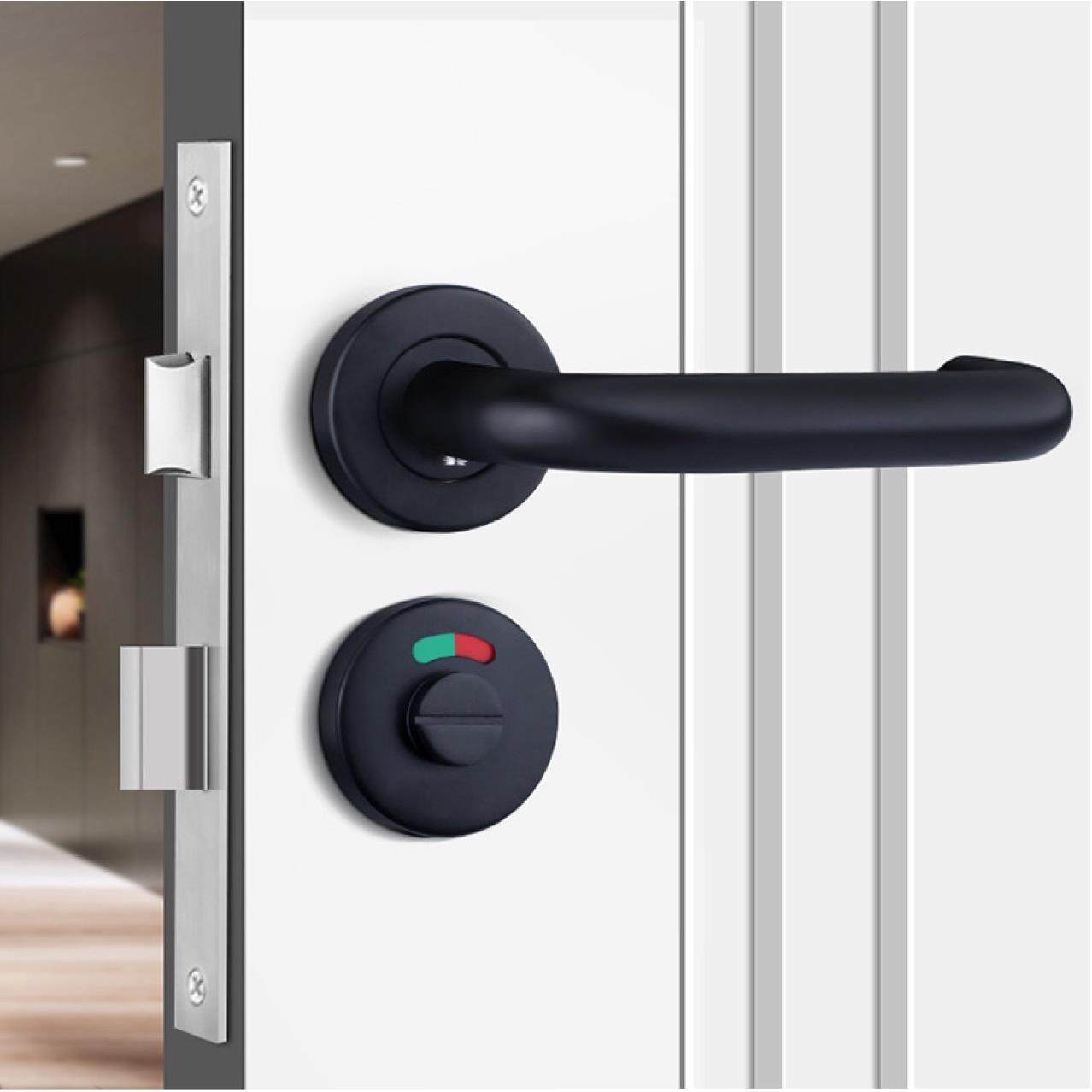 双弯黑色304不锈钢公共卫生间隔断门锁分体红绿指示洗手间ktv厕所,标准件/零部件/工业耗材,车间地垫,淘宝优惠券,粉丝福利购,淘宝优惠卷