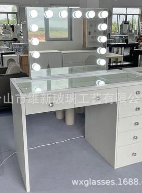 现货简约网红梳妆台卧室大容量镜子化妆桌斗柜一体vanity table