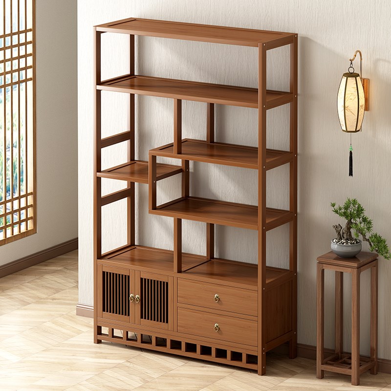 新中式博古架茶i柜置物架茶室隔断茶叶架子展示架茶具收纳柜茶杯