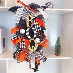 跨境万圣节字母BOO长条挂件节日派对装 扮门挂门牌 饰道具鬼节装