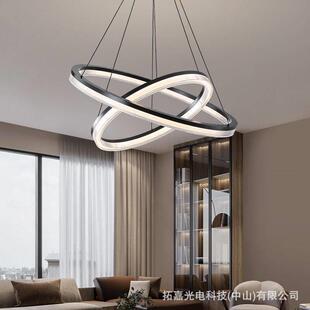 意式极简客厅吊灯现代简约大气北欧轻奢设计师圆环餐厅主灯