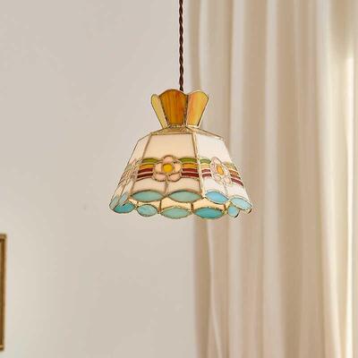复古吊灯田园纯手工焊锡灯美式风格床头餐厅咖啡厅彩色玻璃小吊灯