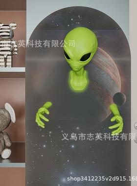 跨境新品绿色外星人创意摆件3D Alien墙壁艺术搞怪家居挂件装饰品