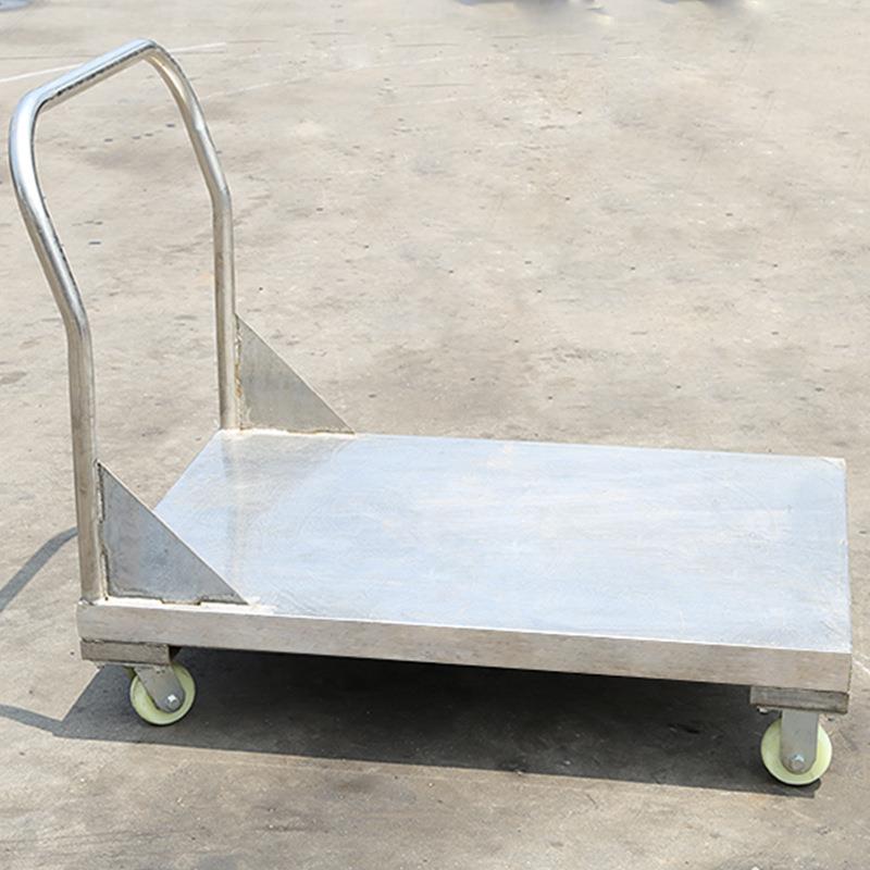 源头厂家不锈钢平板车 单层手推式平板车 不锈钢平板车