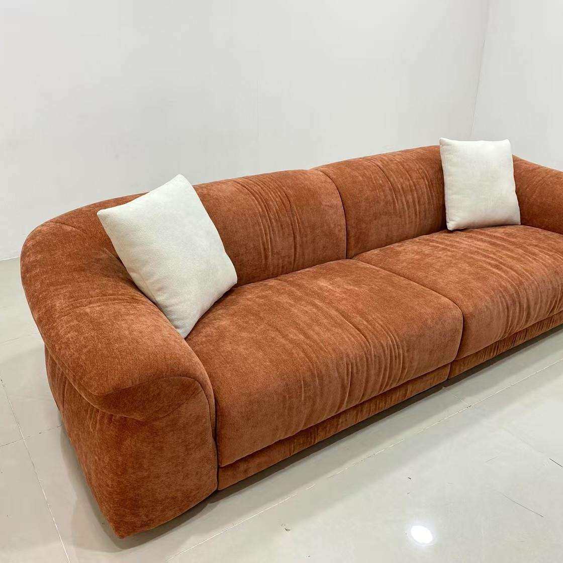 设计师法式雪尼尔花瓣口袋布艺沙发客厅简约四人位直排多人位沙发