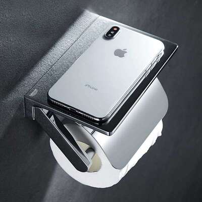 全铜实心卷纸架壁挂式卫生间纸巾架擦手纸巾盒厕纸架手机置物架