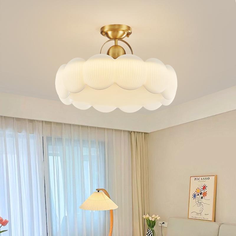 圆形主卧室房间吸顶灯法式奶油设计感客厅吊灯具现代简约2025新款