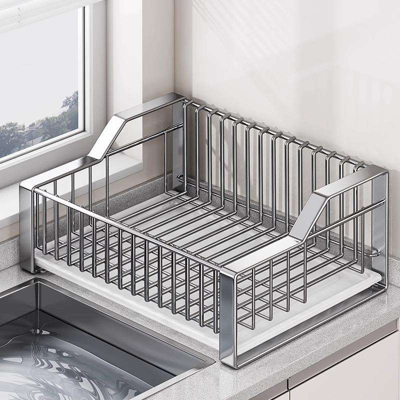碗盘置物架304不锈钢台面碗架沥水架厨房家用放碗盘筷碗筷收纳架