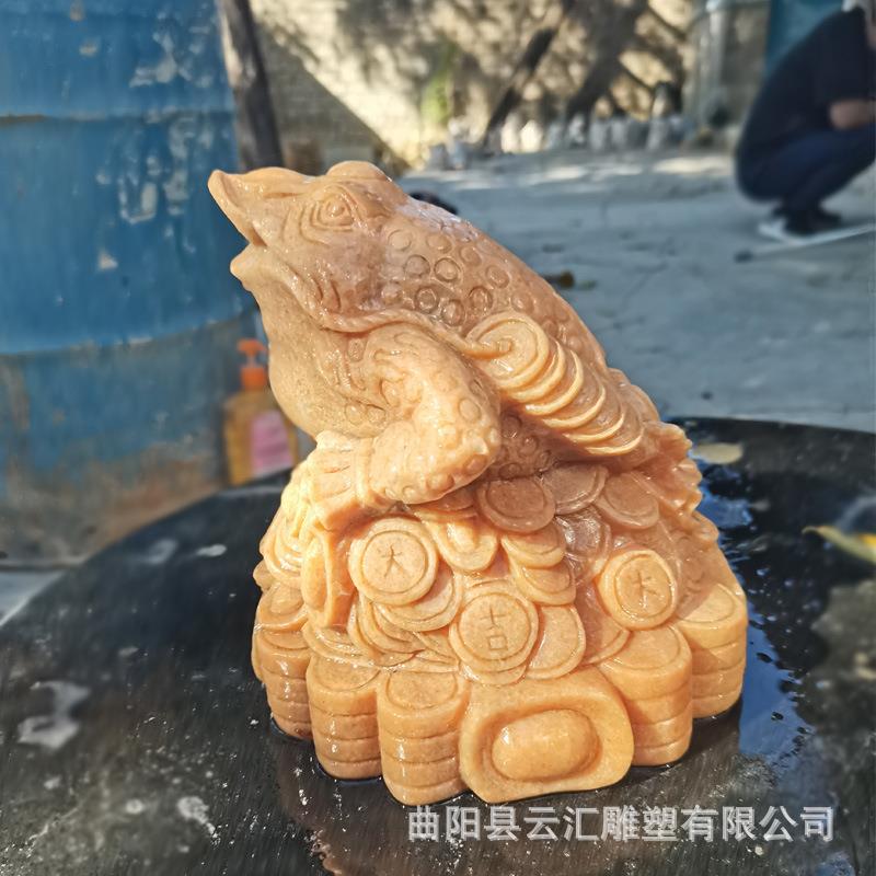 石雕晚霞红喷水金蟾招财纳福青石吐水金蟾 客厅庭院三足蟾蜍摆件