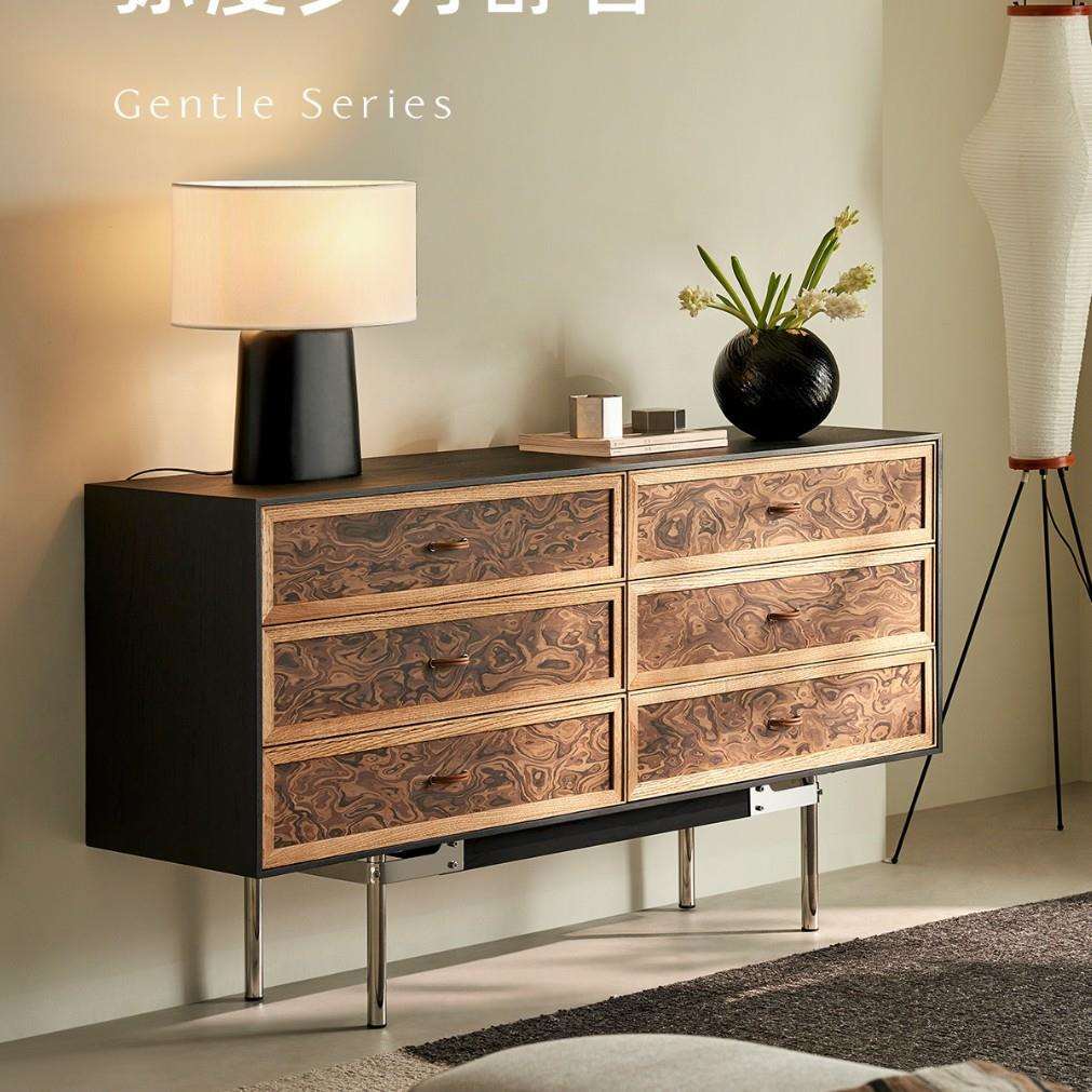 法式复古收纳柜轻奢储物柜抽屉柜六斗柜卧室靠墙收纳柜实木斗柜