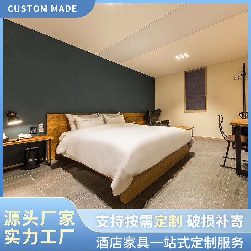 简约1米2标准间床柜板式床复合多层板酒店家具宾馆床家具两床一柜