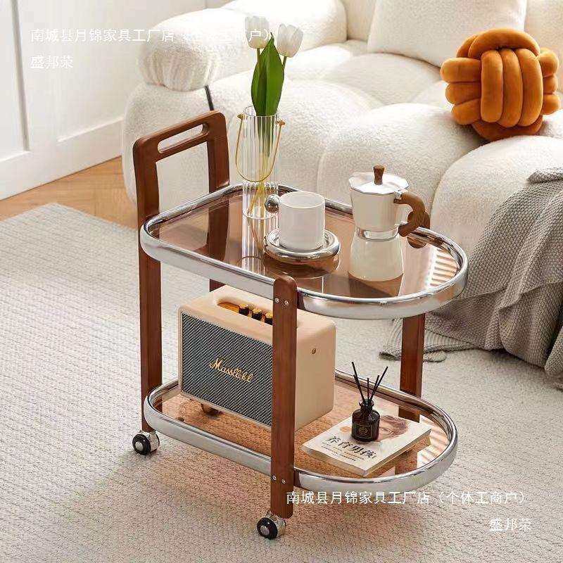 北欧实木小推车玻璃日式置物架樱桃木中古可移动沙发茶几边几,电子元器件市场,其它元器件,淘宝优惠券,粉丝福利购,淘宝优惠卷