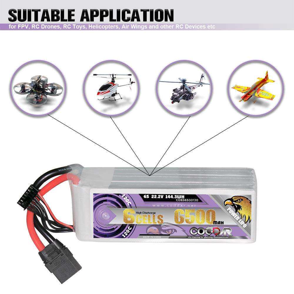 CODDAR鹰氪6500MAH 6S 22.2V 120C高倍率固定翼航模穿越机FPV电池