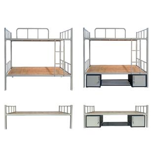 厂直加厚双层铁床上下铺带锁内务储物柜制式营具学习桌椅组合宿舍