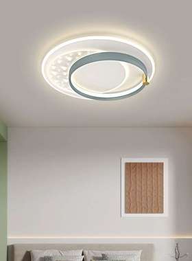 现代简约LED白灰色吸顶灯镂空亚克力+铁艺圆环形客厅灯卧室书房灯