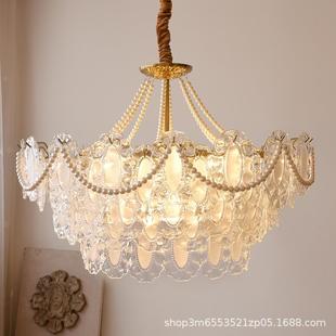 奶油风主卧房灯 客厅餐厅灯美式 工厂法式 吊灯卧室轻奢复古风格