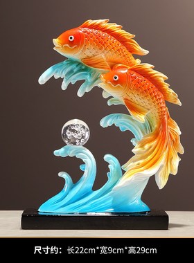 新中式年年有g余金鱼摆件客厅玄关电视柜流沙画装饰工艺品乔迁礼