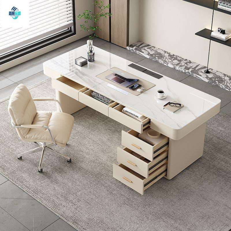 意式极简约设计师轻奢现代岩板书桌家用卧室书房办公电脑桌写字台