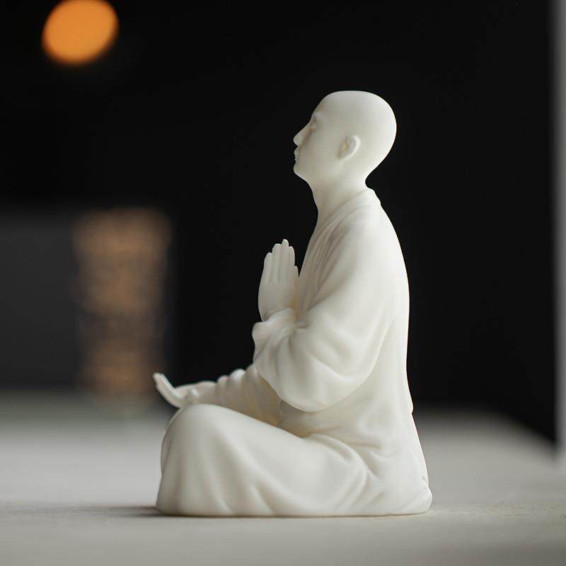 中式小和尚禅意摆件家居客厅茶台桌面装饰品陶瓷创意鱼缸造景