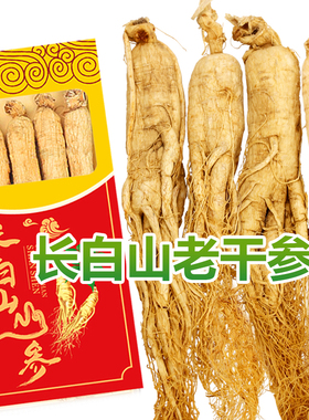 长白山人参干参生晒参东北特产干人参煲汤泡酒药材足龄老干参整枝