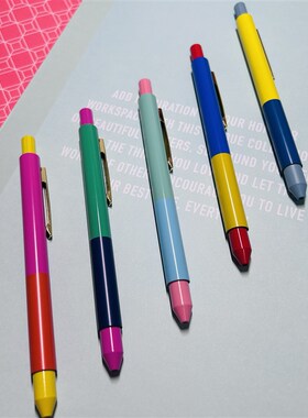 一合按动0.7mlm圆珠笔蓝色原子笔简约金属笔学生用笔办公用品笔