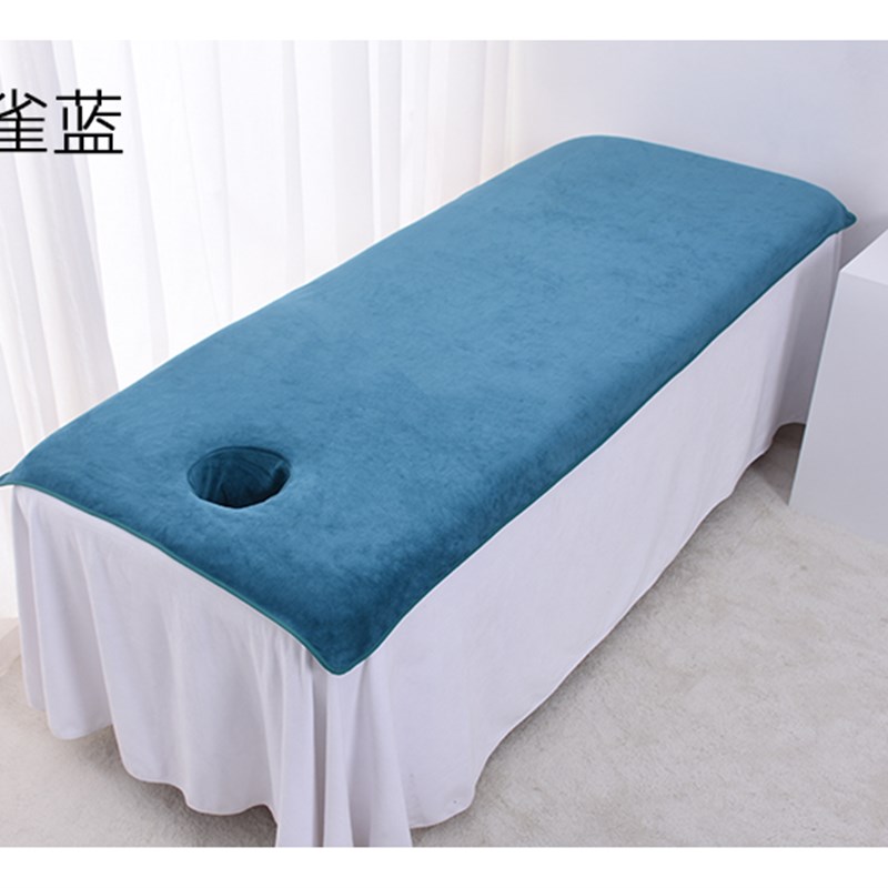 美容院铺床带洞孔大毛巾浴巾吸水y加厚美容床按摩床单洞巾定制log