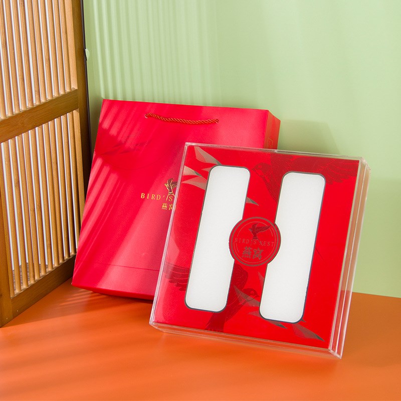 装50克a100克燕窝的溯源码盒子透明正方形包装盒燕窝礼盒空小红卡