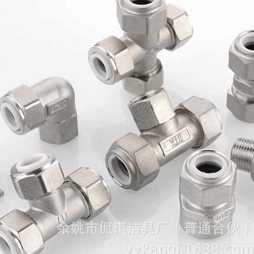 侃琪316L不锈钢波纹连接水管接头内牙外牙快速直接正三通弯头直通