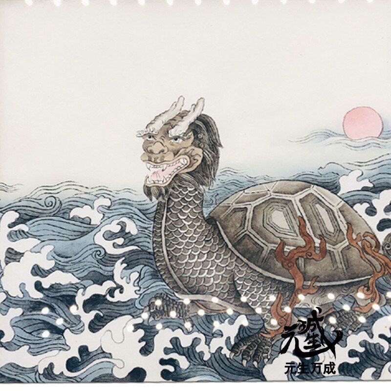 龙龟 凤水摆件 壁画 桌摆手工画制财富势力人脉靠山 结善缘