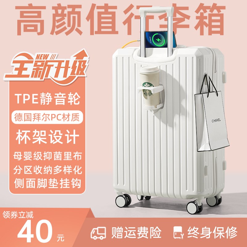 行李箱女202g5新款高颜值20寸24拉链静音万向轮28旅行拉杆密码箱图片
