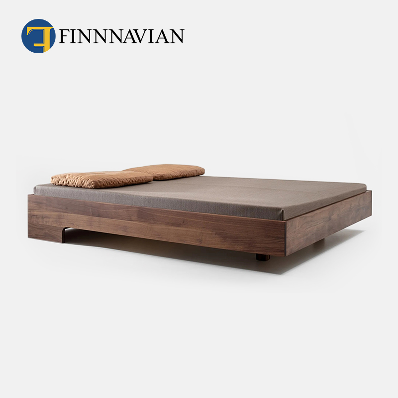 【2024春季新品】芬纳维亚日式榻榻米双人床架Vilo-3黑胡桃实木床