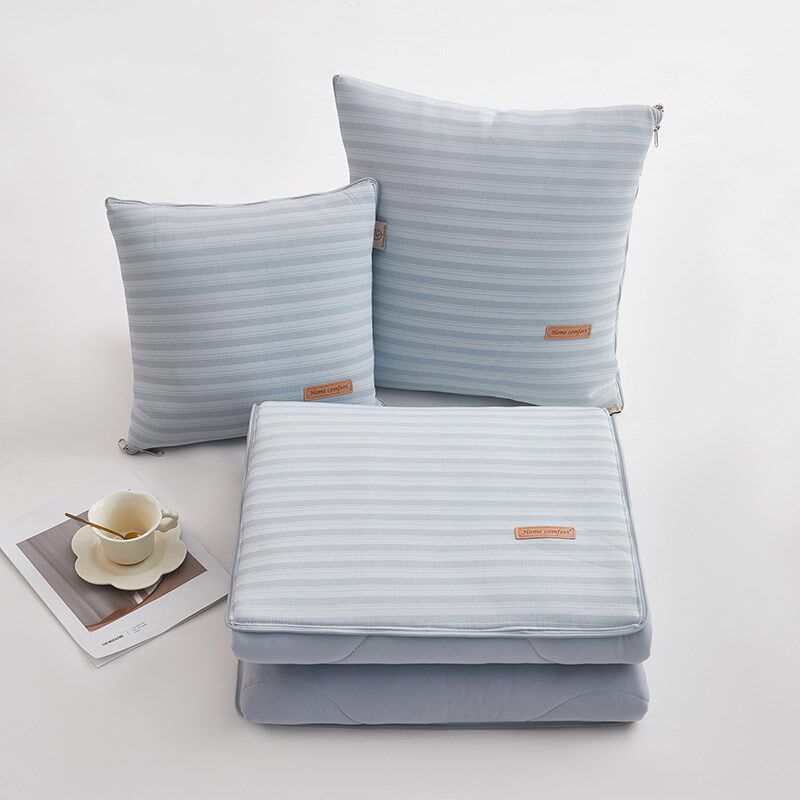 男士抱枕被子两用商务客厅沙发靠垫简约条L纹办公室午休夏凉被大