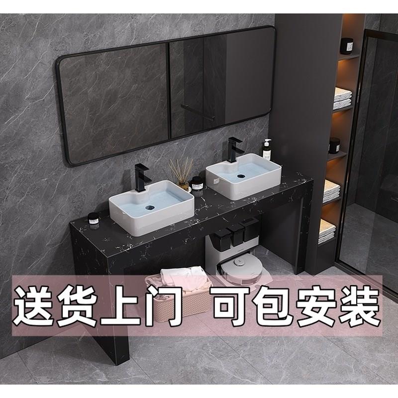 洗手盆落地洗f脸池双盆套装洗漱台卫生间易安装公共厕所大理石双
